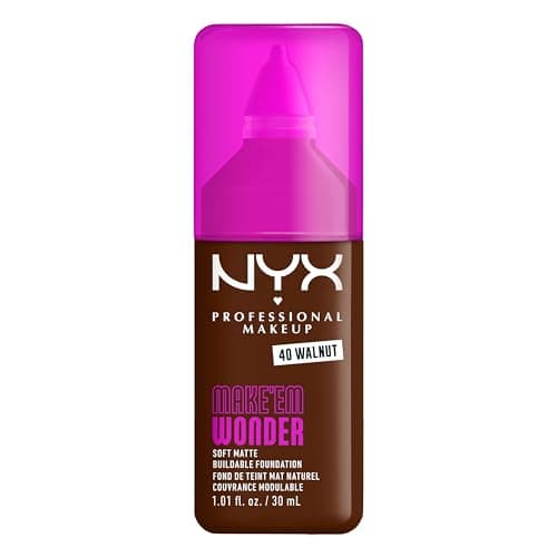 Image of NYX Professional Makeup Make 'EM Wonder, Up to 24 Hour Soft Matte Foundation, Undetectable Finish, Waterproof, Sweat and Transfer Resistant, Shade: 39 Walnut