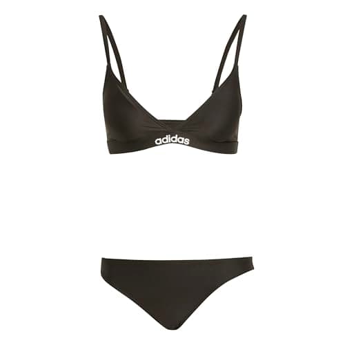 Image of adidas Women's Padded 2-Way Straps Triangle Bikini Set, Black/White, 46