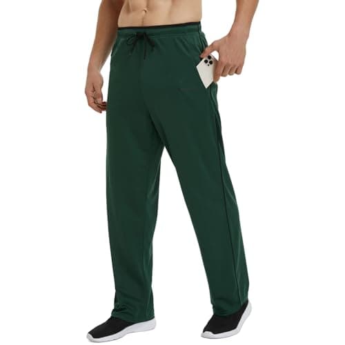 Image of ZENGVEE 1 Pack Tracksuit Bottoms Men Lightweight Mens Joggers Breathable Jogging Bottoms with Zipper Pockets Sweatpants Sports Casual Pants for Gym,Running,Training(0310-Greenblack-XL)