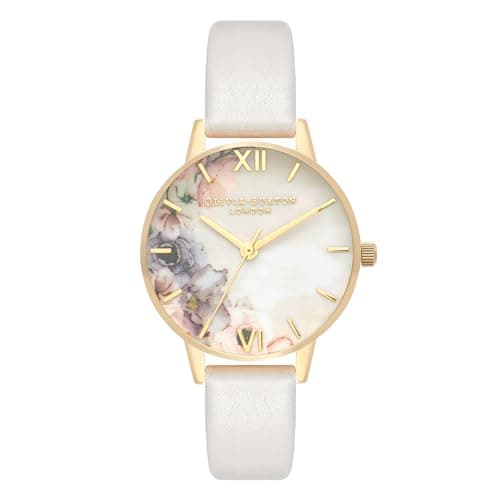 Image of Olivia Burton Analogue Quartz Watch for Women Watercolour Florals Collection with Blush Leather Strap - OB16PP45