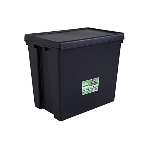 Image of Wham Bam 100% Recycled Super Strong Impact Resistant Black Re-Usable Storage Boxes With Lids 92 Litre 59.5 x 40 x 52cm (1 Box)