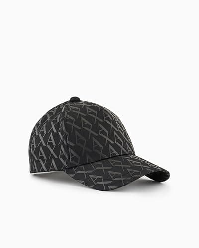 Image of Armani Exchange Men's Woven All Over Print Baseball Cap, Black, One Size