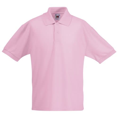 Image of Fruit of the Loom Kids Pique Short Sleeve Polo Shirt Light Pink 9-11