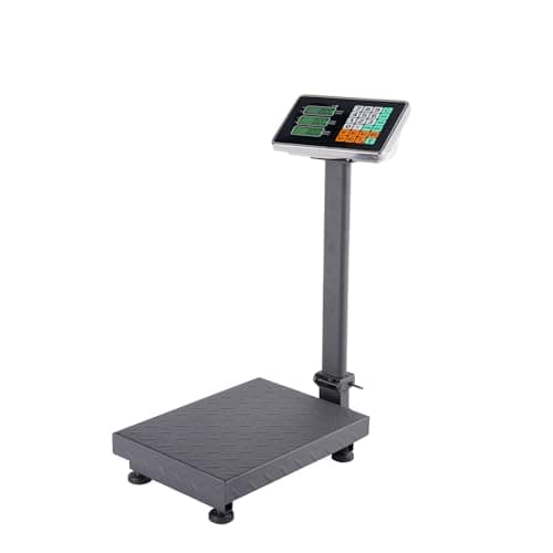 Image of Karlhome Commercial Digital Electronic Computing Platform Scale, 100KG Heavy Duty Folding Postal Scales with LCD Display, Digital Industrial Scale for Commercial Parcel Weighing, Black