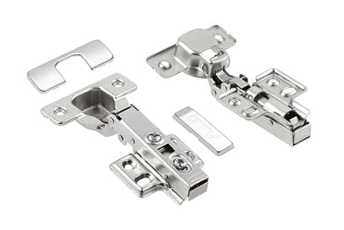 Image of GTV INHC Soft Close Invisible Hinges, 3D Adjustment, 3D Adjustment, Ø35mm, 80,000 Cycles for Kitchen Cabinet Door, Nickel-Plated Steel, Pack of 2