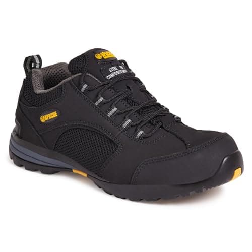 Image of Apache AP318SM Safety Trainer | Black Size 9 UK | Steel Toe Cap | Midsole Protection | Padded Collar and Tongue | Safety Certified | Durable Outsole