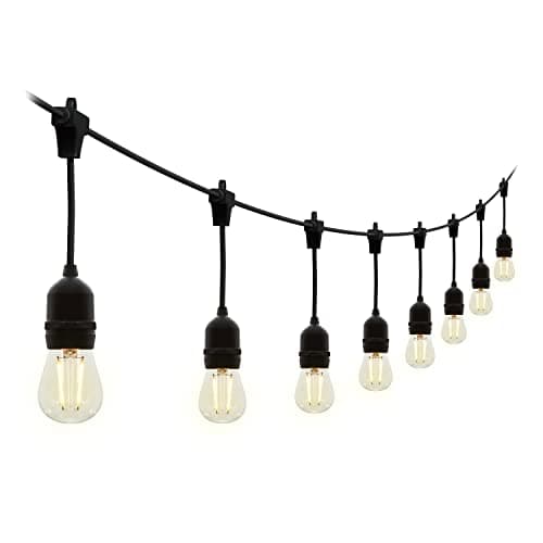 Image of 4lite Festoon Outdoor String Lighting (Black) 10m Globe String Lights with 10x Bulb Holders with IP44 Rating - Bulbs Included - 4L2/8000-4yr Guarantee