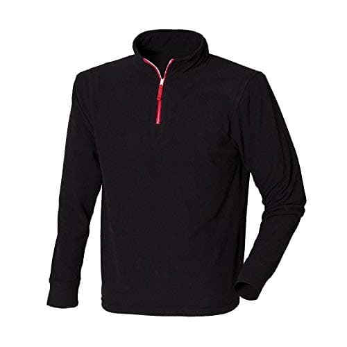Image of Finden & Hales Mens 1/4 Zip Long Sleeve Piped Fleece Top (XL) (Black/Red)