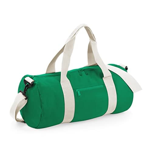 Image of BagBase BG140 Original Barrel Bag - Kelly Green/Off White