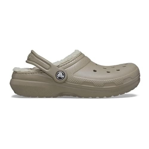 Image of Crocs Unisex Child Clog, Classic Lined Clog K, Mushroom/Bone, 6 UK Child