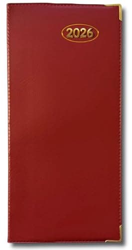 Image of PaulStore 2026 Slim Line Week to View Padded Diary Metal Corner Case Bound (Red)