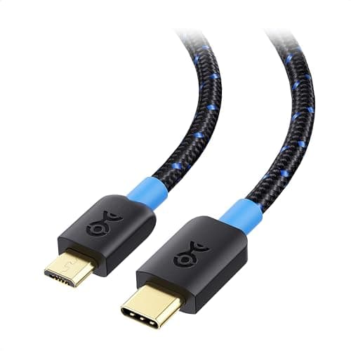 Image of Cable Matters Braided USB C to Micro USB Cable 1m, (3A/15W Charging, 480Mbps Data) – MicroUSB to USBC Cord for Game Controller, Camera, GPS, Dash Cam – Black