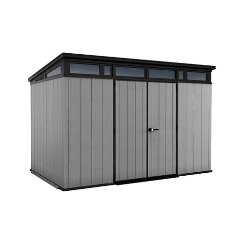 Image of Keter Artisan 2.0 11x7ft Outdoor Garden Shed - Grey | Heavy‑Duty Double‑Wall Resin Shed with Steel Reinforcement | Weatherproof & Secure | Wide Double Doors, Floor Panel & Ventilation
