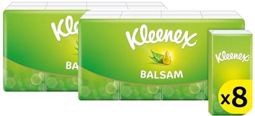 Image of Kleenex Balsam in Handy Pocket Pack Tissues - Balm Tissues Protect and Sooth Your Nose When You've got a Cold - Balmcare with Aloe Vera, Vitamin E and Calendula 16 Packs
