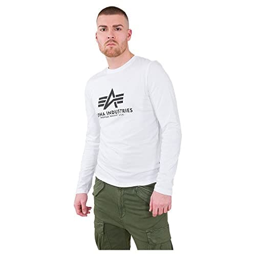 Image of Alpha Industries Basic T-LS Long Sleeve T-Shirt for Men, White, S