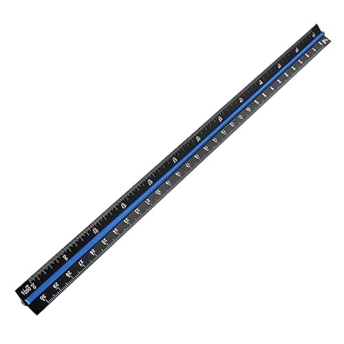 Image of Metal Scale Ruler - 30cm Black Aluminium Triangular Scale Ruler Metric for Architects & Engineers 1:1, 1:2, 1:5, 1:10, 1:20, 1:50, 1:100, 1:200, 1:500, 1:1000, 1:1250, 1:2500