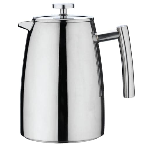 Image of Café Stal Belmont Double Wall Cafetiere 3 Cups / 350ml - 18/10 Stainless Steel French Press Coffee Maker- Mirror Finish Coffee Percolator with Cool Touch Handles