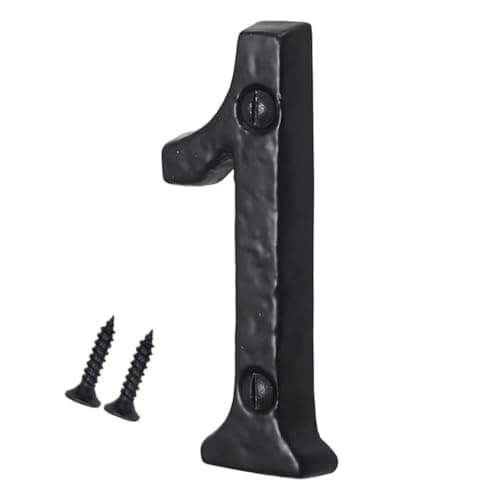 Image of SISI UK® Black Cast Iron Numbers Front House Door Numbers with Antique Finish 3'' with Screws (Number 1)