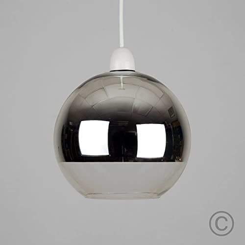 Image of MiniSun | Modern Two Tone Chrome Effect and Arco Ball Ceiling Light Shade | Pendant Lights, Home Décor & Improvement Essential | 18cm Shade Width