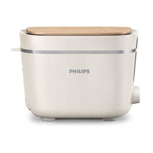 Image of Philips Eco Conscious Edition Toaster 5000 Series, 100% Bio-based plastics*, 8 Browning Settings, 2 Slot Compact Design, 830W Power, Silk White Matt Finish (HD2640/11)