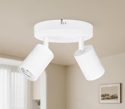 Image of GeyouLux LED Ceiling Spotlight 2 Way, GU10 Spotlights Ceiling Lights Rotatable, Modern White Round Ceiling Spots for Kitchen Bedroom Living Room, Bulb Not Included
