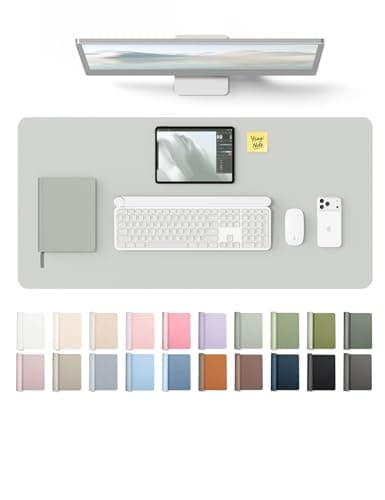 Image of YSAGi Leather Desk Mat, Large Mouse Mat, Non-Slip Desk Pad, Waterproof Leather Table Protector Writing Pad for Office and Home (80 x 40 cm, Light Grey)