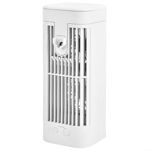 Image of Glewi Portable USB Cooler Fan with Mist and Night, 3 Speeds Quiet Desktop AC for Home Office Camping Travel, White