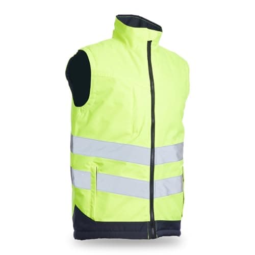 Image of Blackrock Hi-Vis Body Warmer Yellow/Navy Padded Gilet, Hi Viz, For Mens Womens Unisex, Fleece, Gillette, Workwear, Warm, Gillet, Waterproof Shell & Windproof, Quilted Bodywarmer, Size Medium
