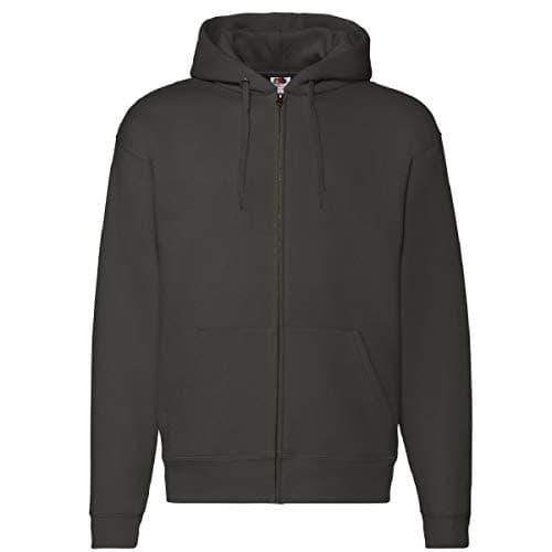 Image of Fruit of the Loom Mens Zip Through Hooded Sweatshirt/Hoodie (S) (Charcoal)