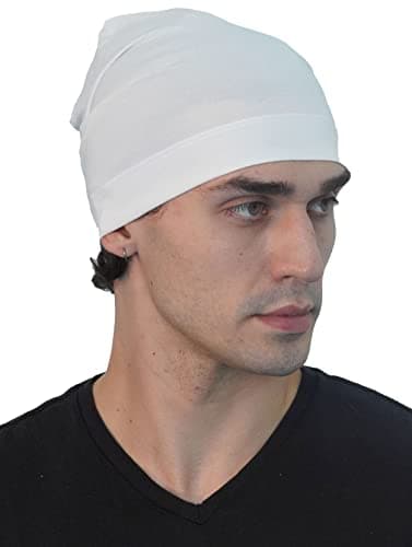 Image of Deresina Men Sleep Cap Skull Caps Hats for Hair Loss (Off White - One Size)