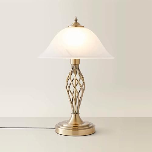 Image of MiniSun | Antique Brass Barley Twist Table Lamp with a Frosted Alabaster Shade | Table Lamps, Home Décor & Improvement Essential