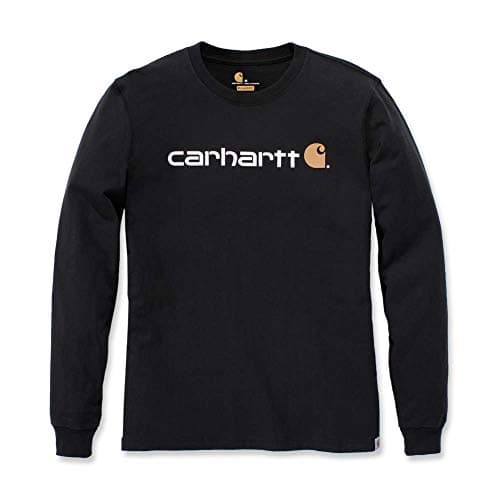 Image of Carhartt Men's Relaxed Fit Heavyweight Long-Sleeve Logo Graphic T-Shirt, Black, XXL
