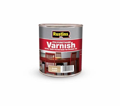 Image of Rustins Quick Dry Poly Varnish Gloss Clear 500ml -Tough, Water-Based Clear Finish in Gloss, Matt or Satin; Durable Protection for Interior Wood, Furniture and Floors