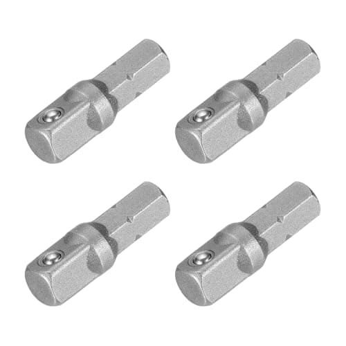 Image of sourcing map 4pcs Impact Socket Adapter 1/4" Square Drive 1/4" Hex Shank 1" Long Extension Bit for Axle Nut Driver Drill Socket Sets