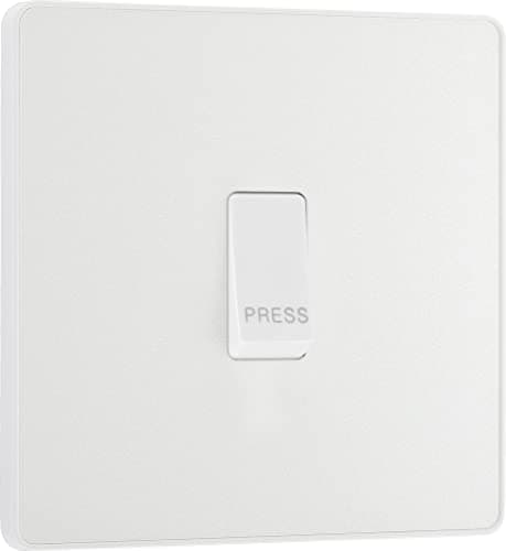Image of BG Electrical Single Retractive Press Switch, Screwless Front Plate, Round Edges, 1 Way, Evolve, Pearlescent White, 10A, PCDCL14W