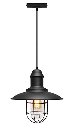 Image of Vintage LED Industrial Nautical Fishermans Black Hanging Ceiling Lamp Shade Pendant Light with LED Edison Filament Bulb M0040 4WST58ES