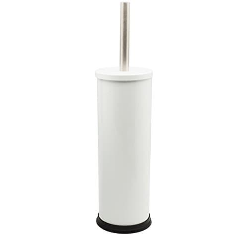 Image of Harbour Housewares White Toilet Brush and Holder – Stainless Bathroom Accessory with Non Slip Base – Rust Resistant Toilet Cleaning Brush Set for Compact, Modern and Hygienic Home Spaces