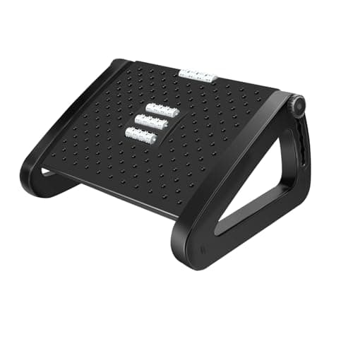 Image of Qcdou Foot Rest Under Desk, Adjustable Height Foot Stool, Non-Slip Office Footrests, Supportive Leg, Ergonomic Foot Stall with Massage Roller for Office and Home(Black)
