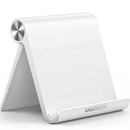 Image of UGREEN iPad Stand Tablet Desk Holder Foldable Adjustable Portable Travel Mount Video Call Compatible with iPad Pro 13 2024 12.9 11/Air/Mini/10th 10.9,iPhone 17 16,Galaxy Tab S11 A9+,Surface Pro(White)