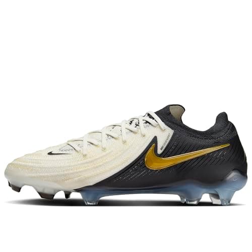 Image of Nike Phantom GX 2 Elite FG Low-Top Soccer Cleats (FJ2559-100, WHITE/BLACK-MTLC GOLD COIN) Size 5