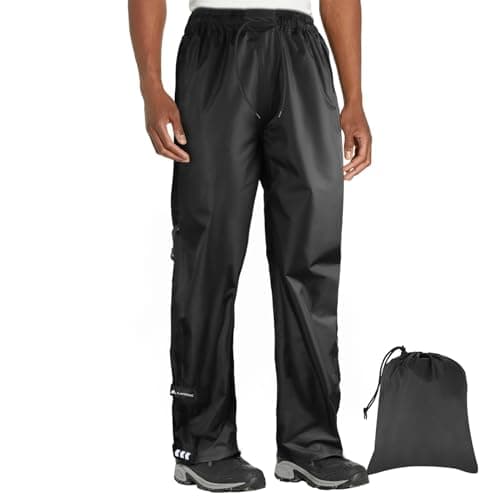 Image of Flintronic Men's Outdoor Waterproof Rain Pants, Black, Size M (28 inches), Multi-Sport, Outdoor Enthusiasts