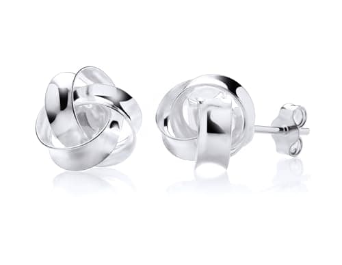 Image of 925 Sterling Silver Large Love Knot Celtic Stud Earrings - 10mm Face Ladies Girls