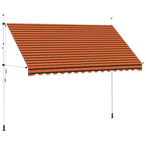 Image of vidaXL Manual Retractable Awning - Weather-resistant Terrace, Balcony or Garden Shade Canopy with Adjustable Height & Angle, Easy-to-Clean Fabric, Orange and Brown, 350 cm