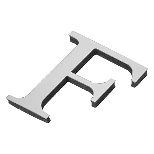 Image of PATIKIL 3D Acrylic Alphabet Mirror Wall Stickers Letter F Self-Adhesive Home Decor Letter Sign Art Sticker Decal for DIY Home Decoration Silver Tone