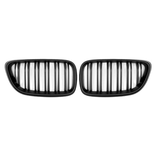 Image of X AUTOHAUX No.51137295523/51137295524 Front Hood Bumper Grille Grill for BMW 2 Series F22 14-21 Front Bumper Kidney Grille Grill Double Slat Matte Black 1 Pair