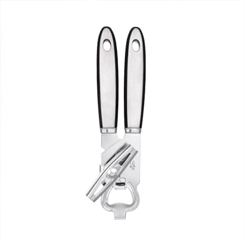 Image of Creative Kitchen Manual Can Opener | Stainless Steel Construction | Soft Touch Handle, Heavy Duty & Durable | Smooth Cutting, Dishwasher Safe | Opens Cans & Bottles | Black
