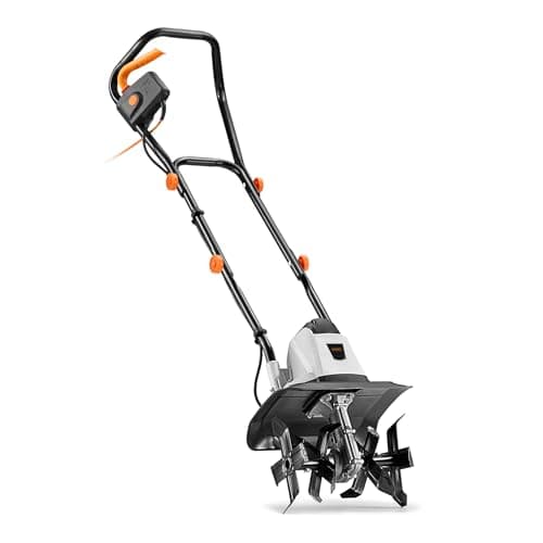 Image of VonHaus Electric Tiller Corded – Garden Soil Cultivator/Rotavator – 1050W Motor, 32cm Working Width, 22cm Tilling Depth, 4 Steel Blades, 10m Cable, Brake Button, Foldable Frame