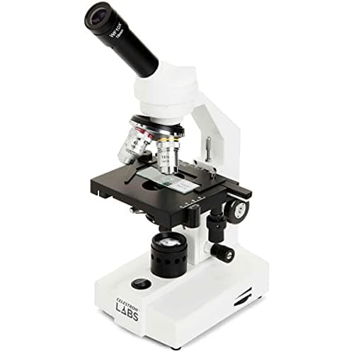 Image of Celestron – Celestron Labs – Monocular Head Compound Microscope – 40-2000x Magnification – Adjustable Mechanical Stage – Includes 2 Eyepieces and 10 Prepared Slides