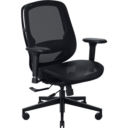 Image of Razer Fujin - Gaming chair with ultra breathable mesh (Synchro-Tilt technology with 130° tilt, height-adjustable lumbar support, padded 3D armrests, frame with high seat height) Black