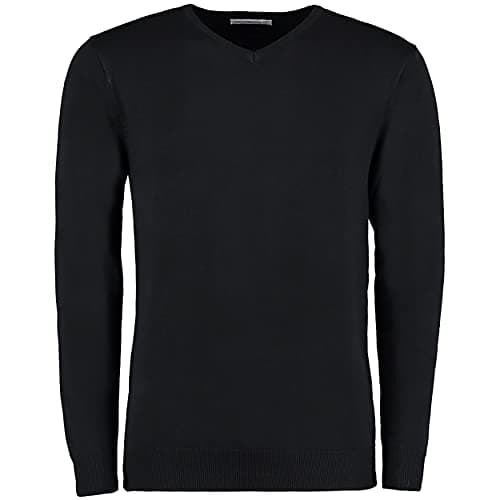 Image of Kustom Kit Mens Arundel Long Sleeve V-Neck Sweater (L) (Black)
